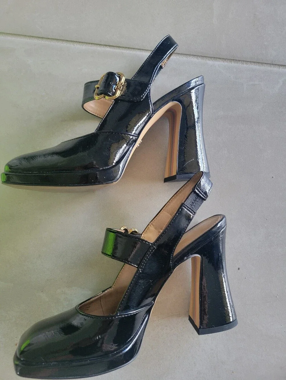 Sam Edelman Black Patent Slingback Mary Jane Heels